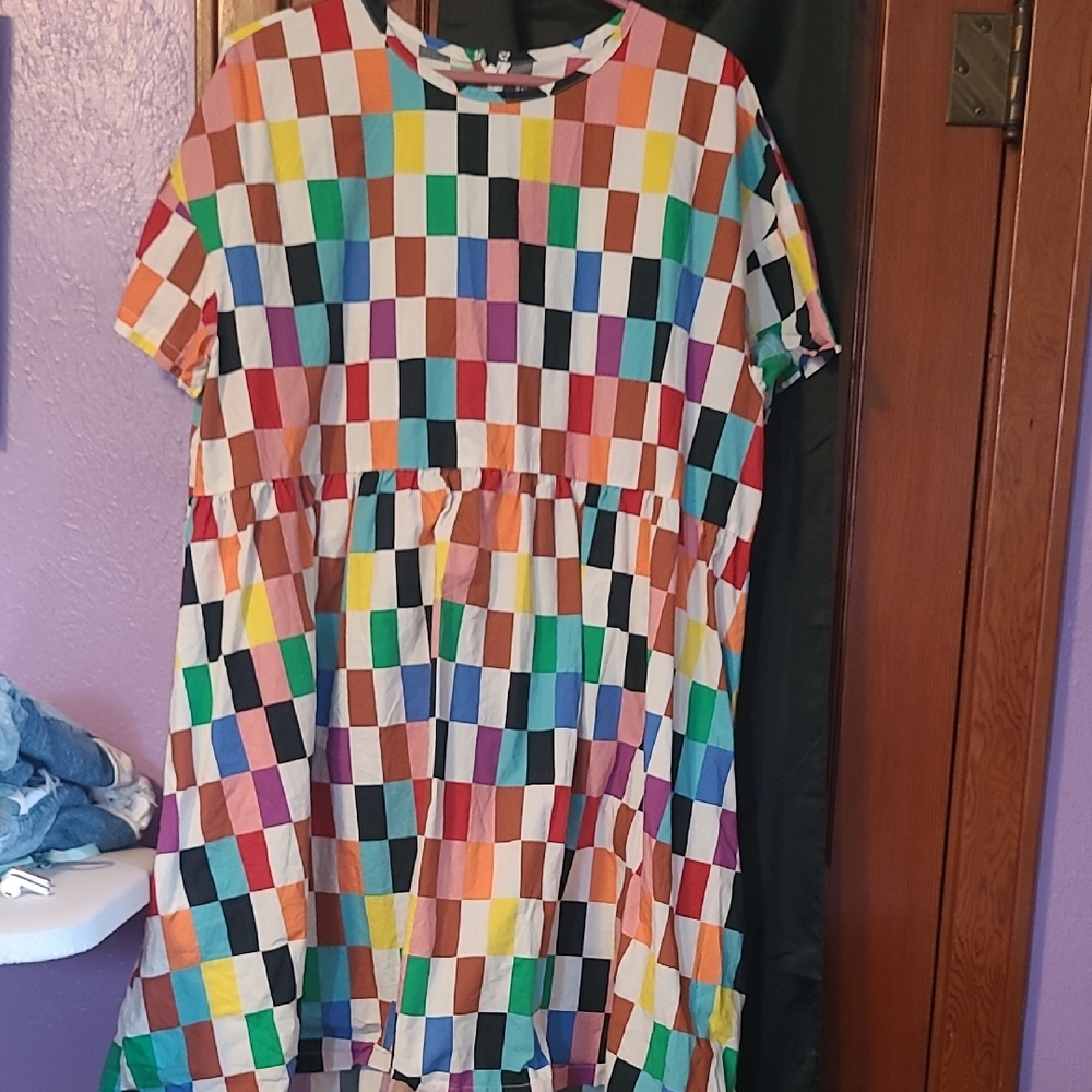 Target Multicolor Checkered Midi Dress